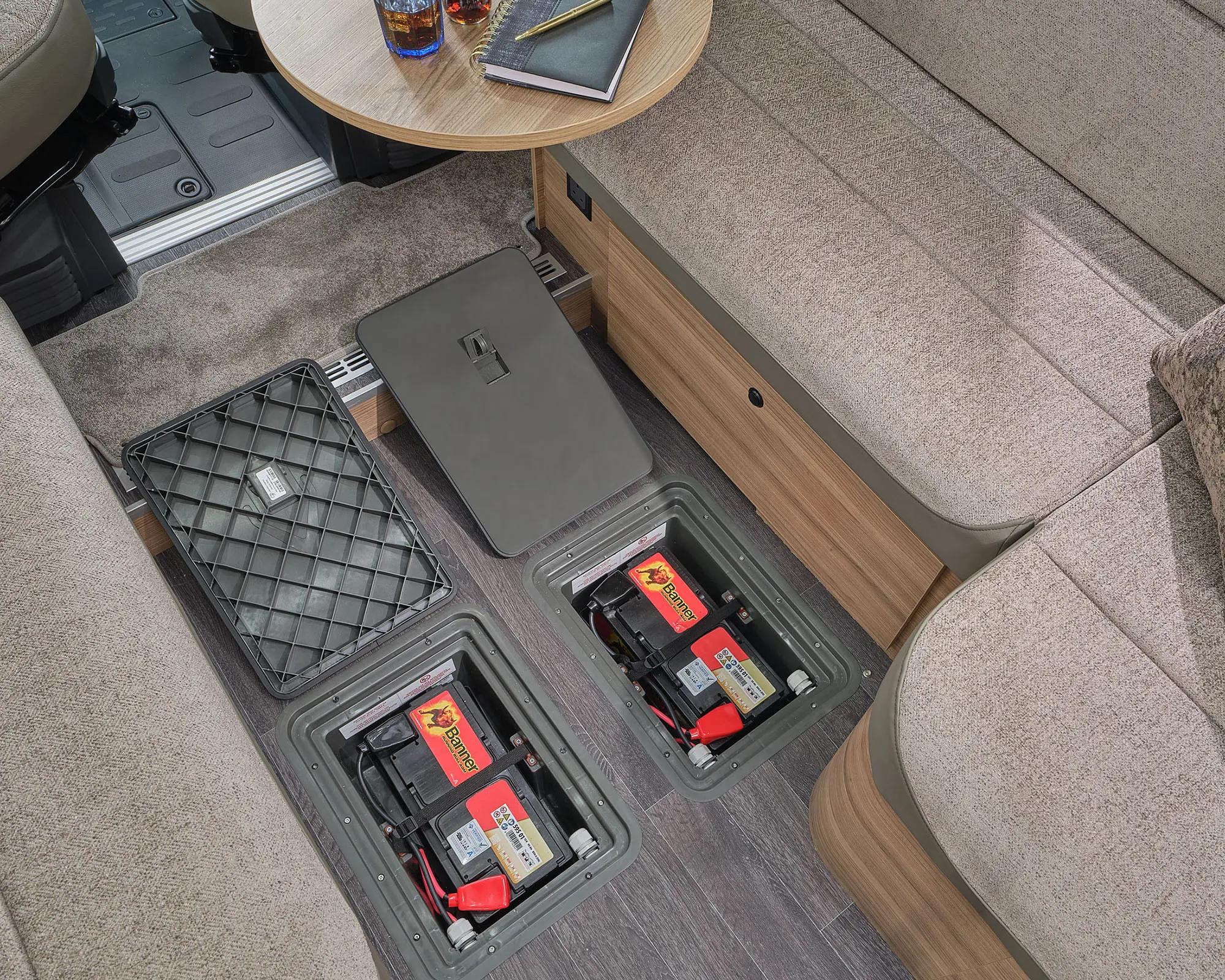 base_0000_2x 95 Ah AGM leisure batteries with dedicated underfloor storage