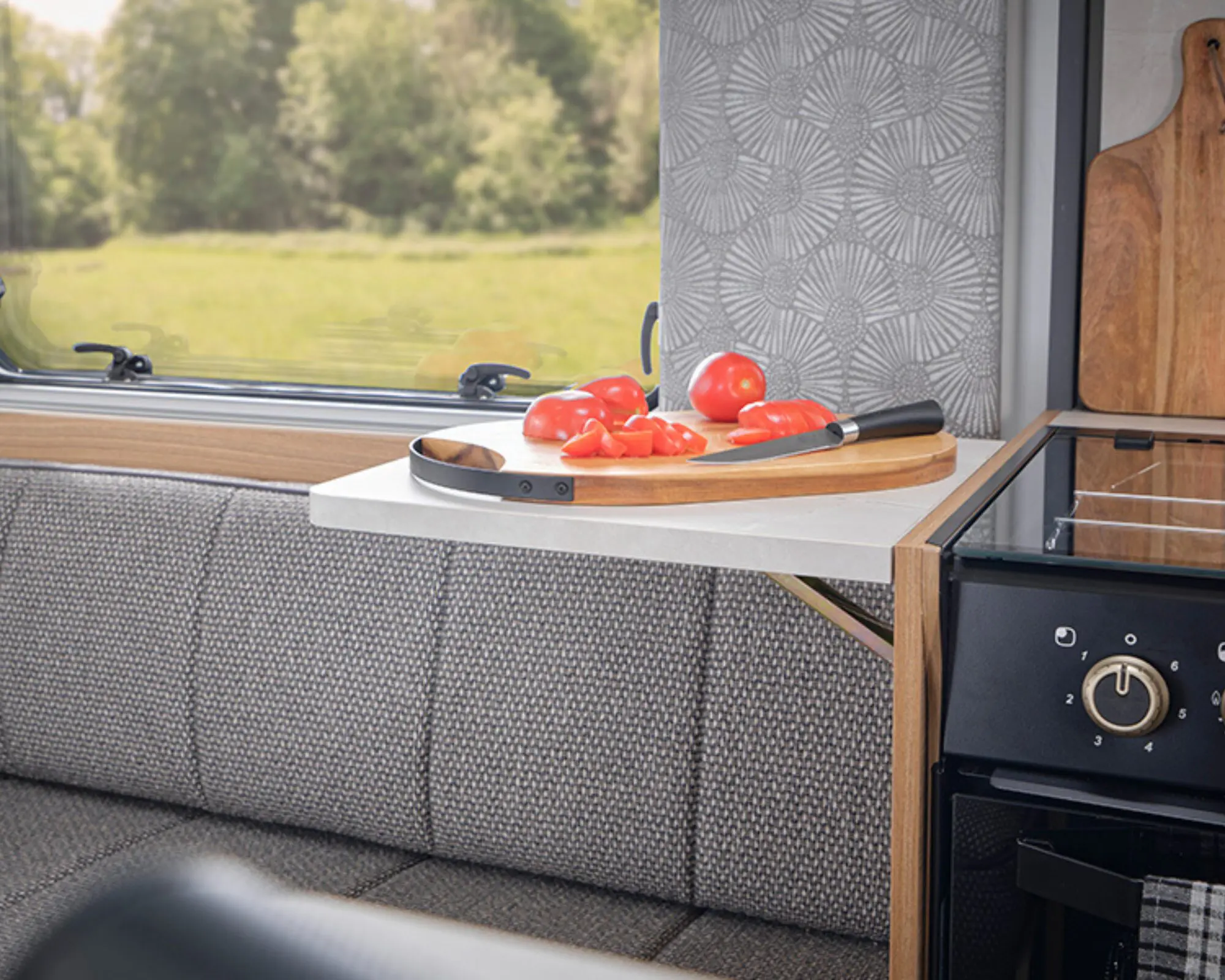 Drop-down kitchen worktop extension adds extra space and flexibility to the kitchen