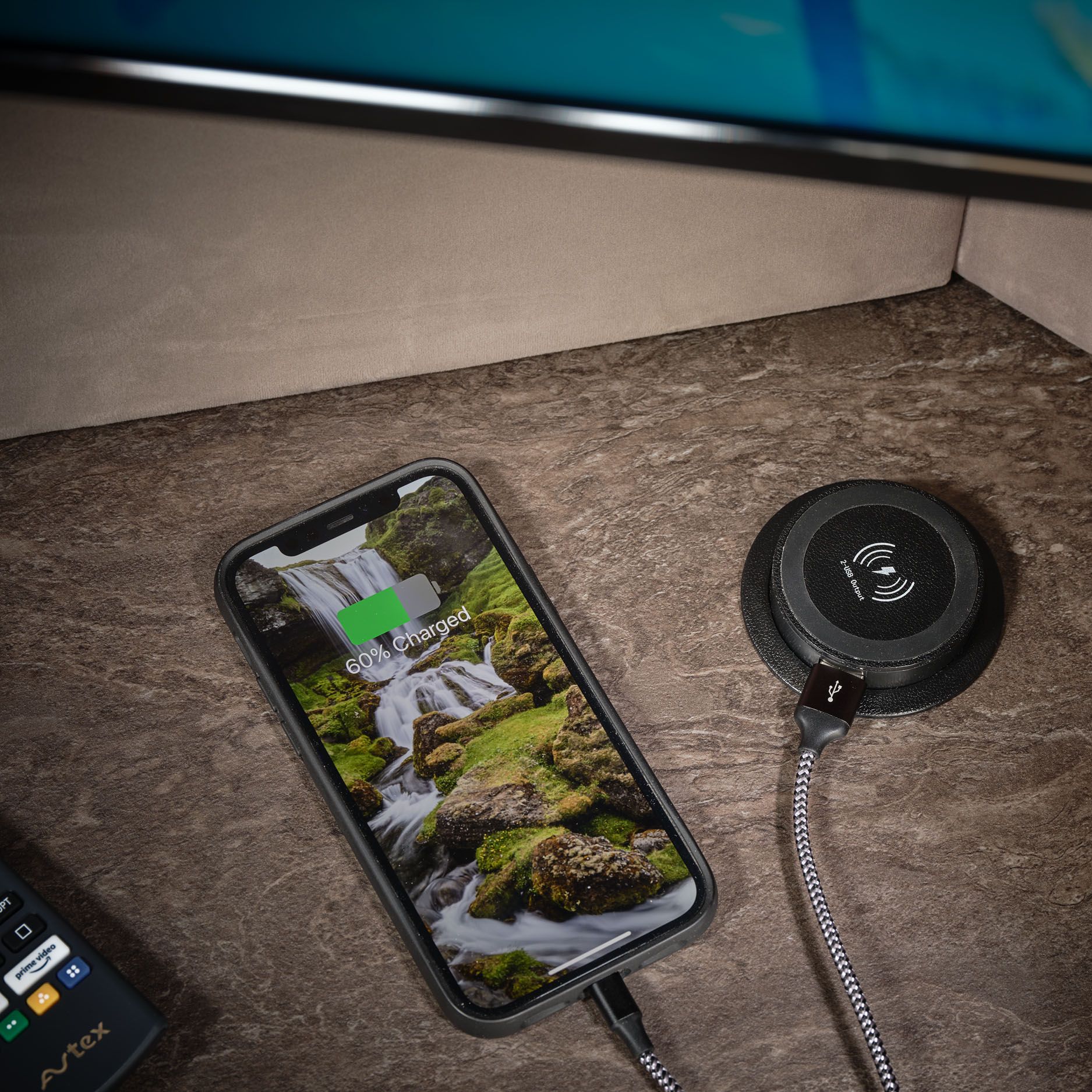 Image Displaying the Bailey Alicanto Grande II Range's New Wireless Charging Pad with a Further Two Integrated USB Points