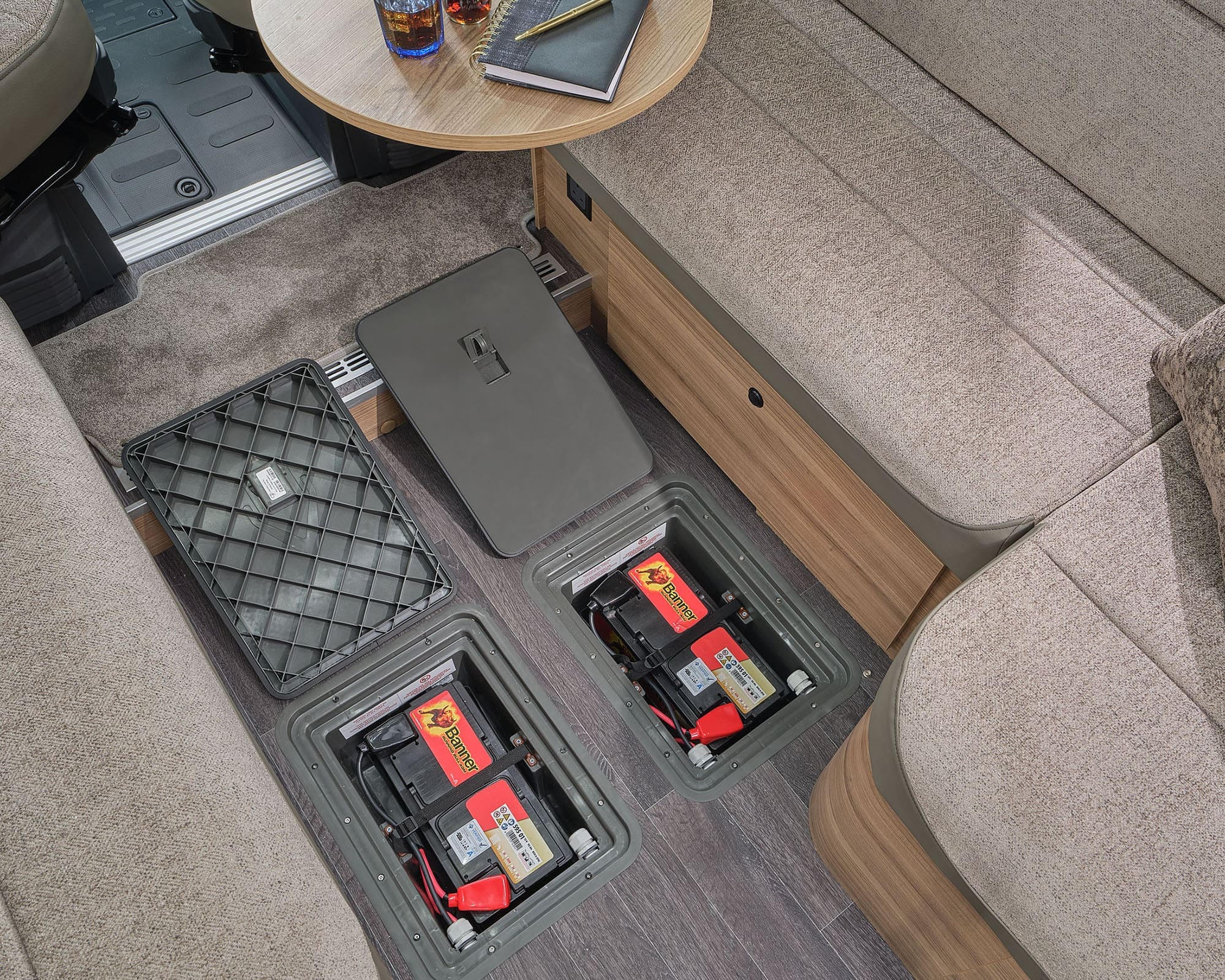 base_0000_2x 95 Ah AGM leisure batteries with dedicated underfloor storage