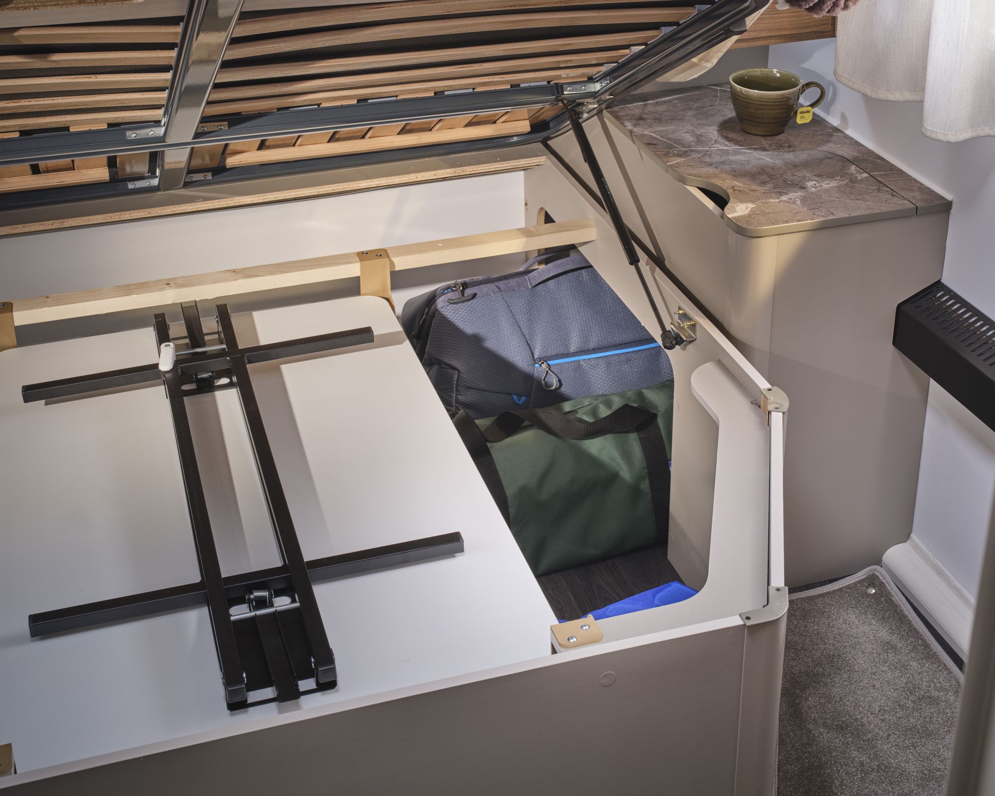 Under-bed storage in the Bailey Unicorn Deluxe Cabrera 2027