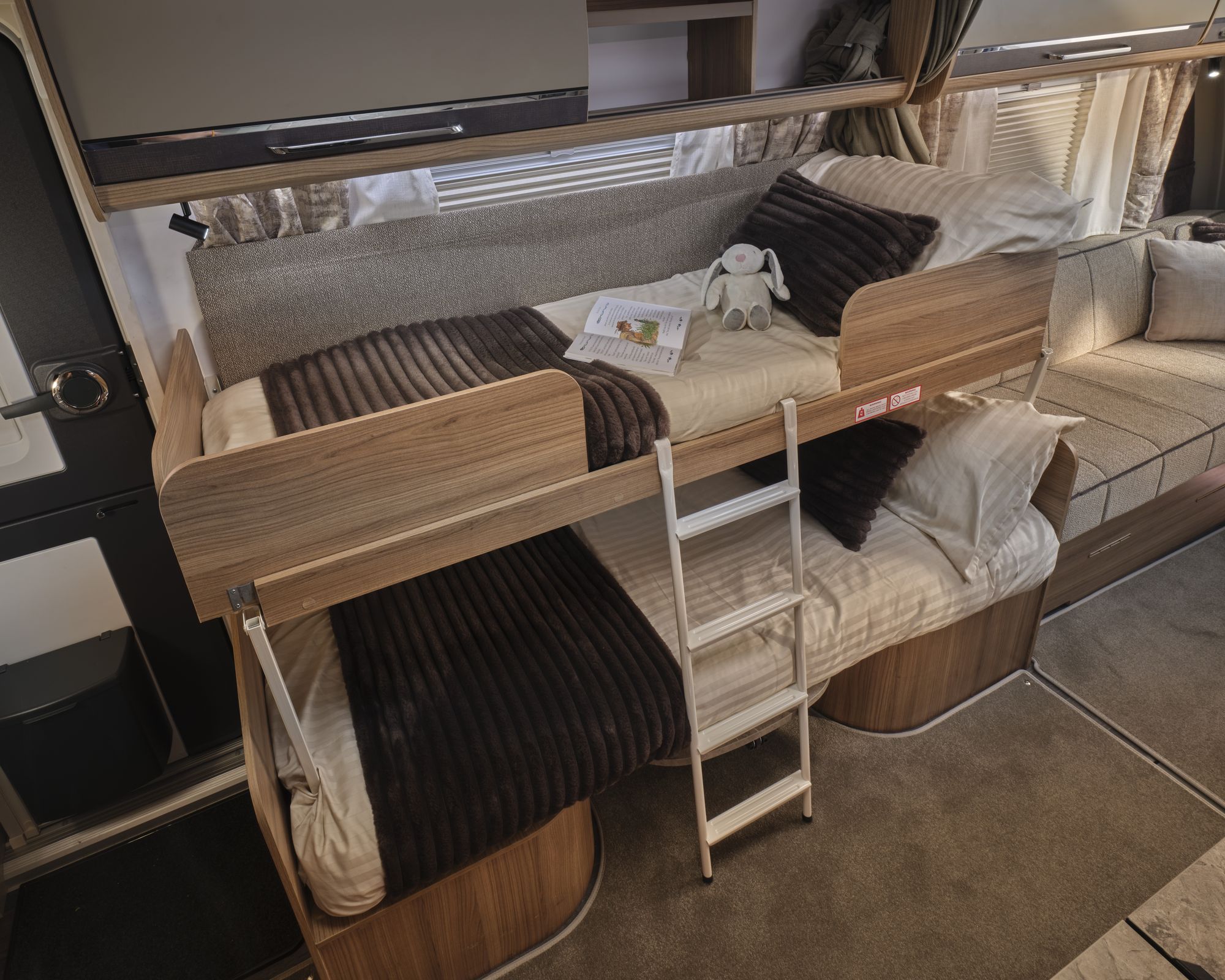 Side dinette made up as bunk beds in the Bailey Unicorn Deluxe Madrid 2027