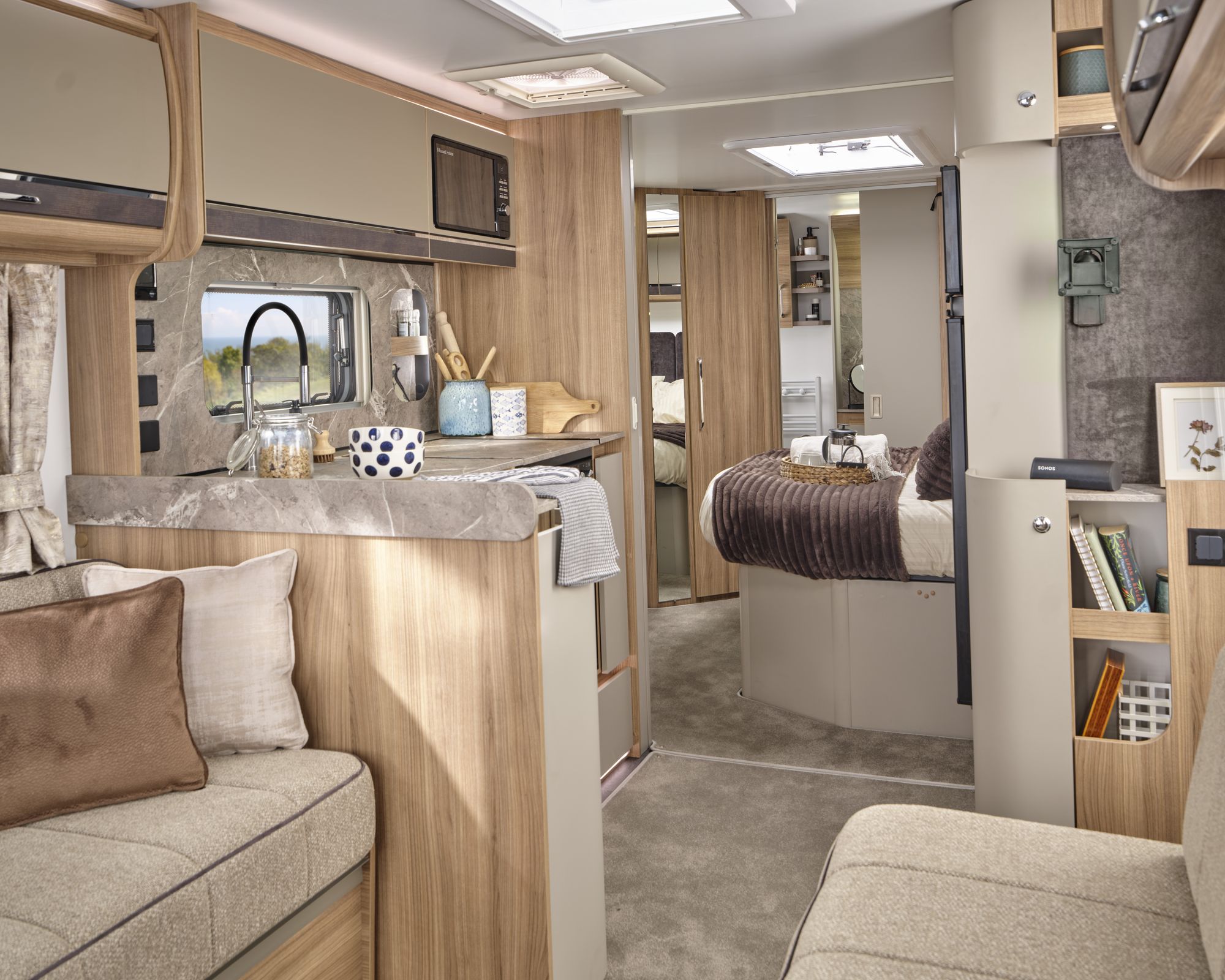Kitchen with view through to the bedroom in the Bailey Unicorn Grande Lucena 2027