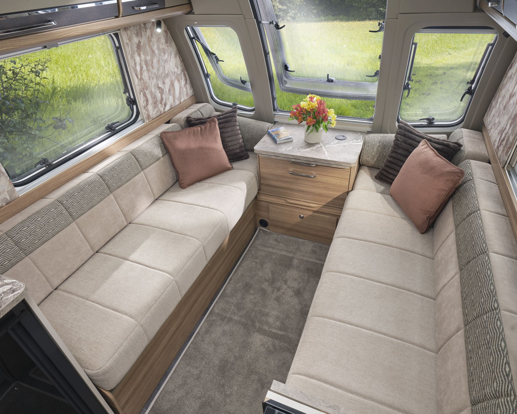 Bailey Unicorn Lite Seville 2027 Front Lounge Front lounge beneath the infinity window in the Bailey Unicorn Lite Seville 2027