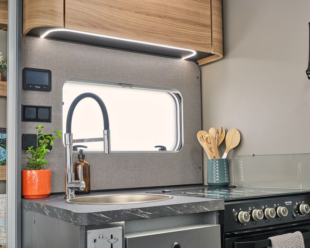 Kitchen in a Bailey Ascent motorhome